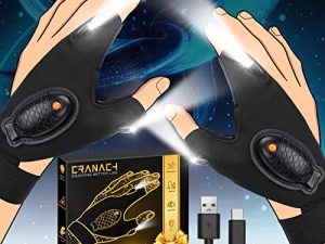 Rechargeable Flashlight Gloves Men Gifts - Led Light Glove Christmas Stocking Stuffers Birthday Fishing Gifts for Dad Women Husband Him Teens Guy Cool Gadgets Tools Stuff for Camping Running Repairing