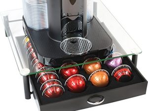 DecoBros Crystal Tempered Glass Nespresso Vertuoline Storage Drawer Holder for Capsules