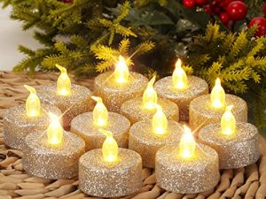 Homemory Silver Candles Battery Operated Tea Lights
