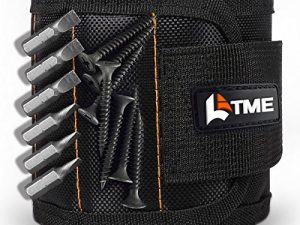 LATME Magnetic Wristband with 15 Strong Magnets for Holding Screws Nails Drill Bits-Best Armband Tool for DIY Handyman Unique Gift for Men (Black)
