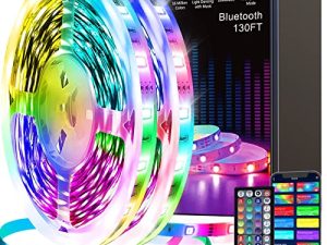 Tenmiro Led Strip Lights 130ft (2 Rolls of 65ft) Smart Light Strips with App Control RGB Led Lights for Bedroom，Music Sync Color Changing Lights for Room Party