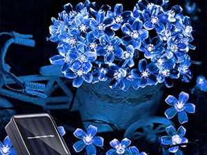 ITICdecor Outdoor Solar Flower String Lights Waterproof 50 LED Fairy Light Decorations for Christmas Tree Garden Patio Fence Yard Spring (Blue)