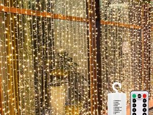 echosari 300 LED Curtain Lights Battery Operated